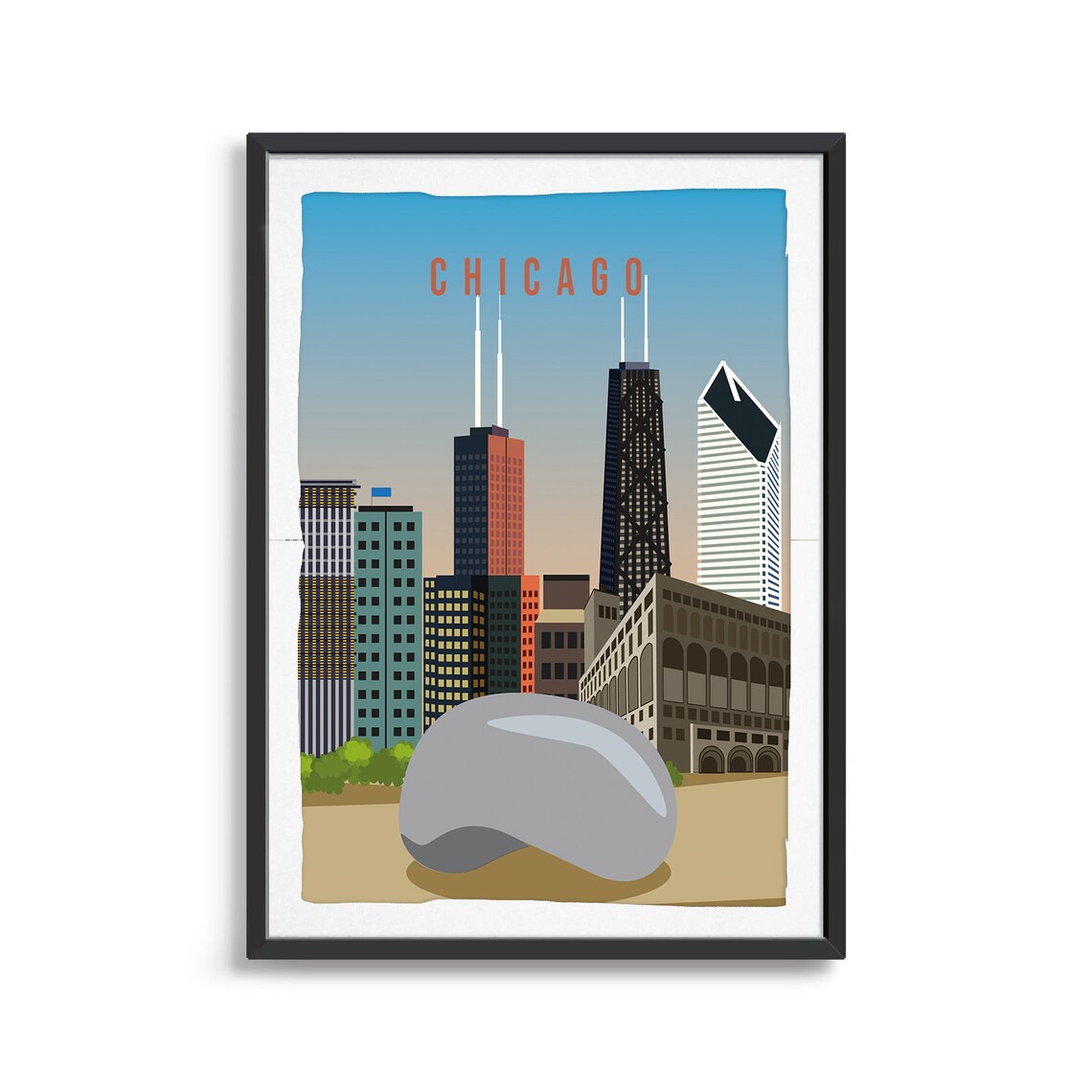 Chicago Illinois Travel Poster, City Art Print