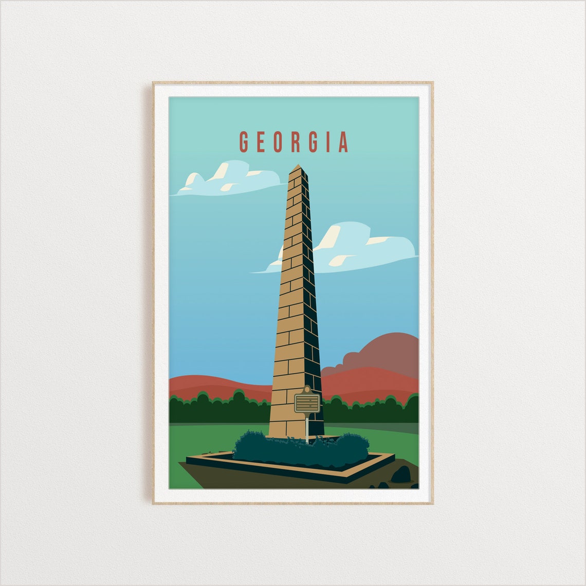 Georgia Historic Stone Obelisk Monument Park Vintage Travel Poster - Image 2