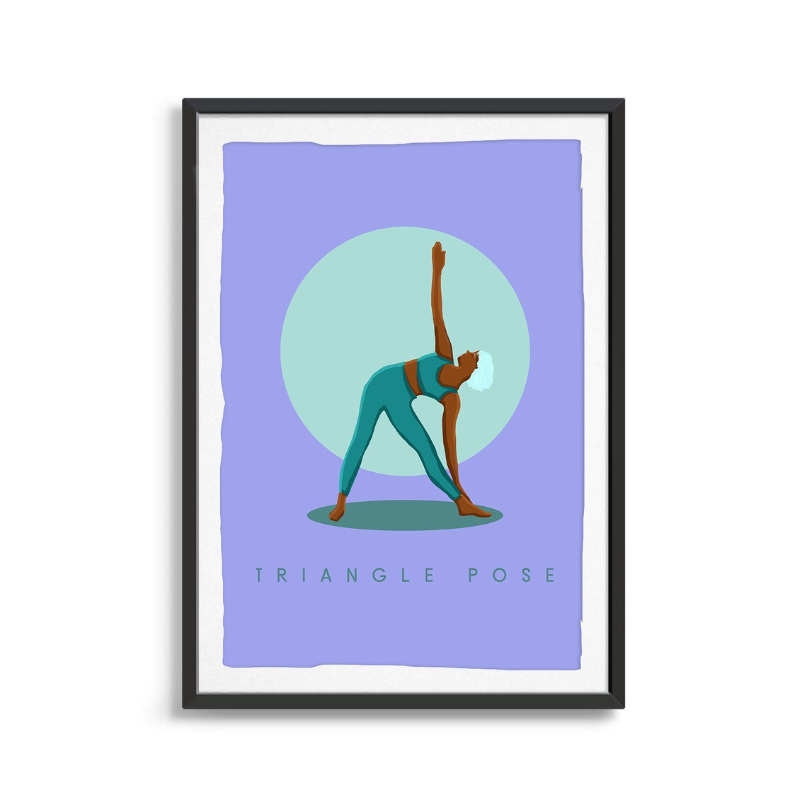 Triangle Pose Retro Yoga Standing Pose Sun Circle Flat Illustration Print - Image 2