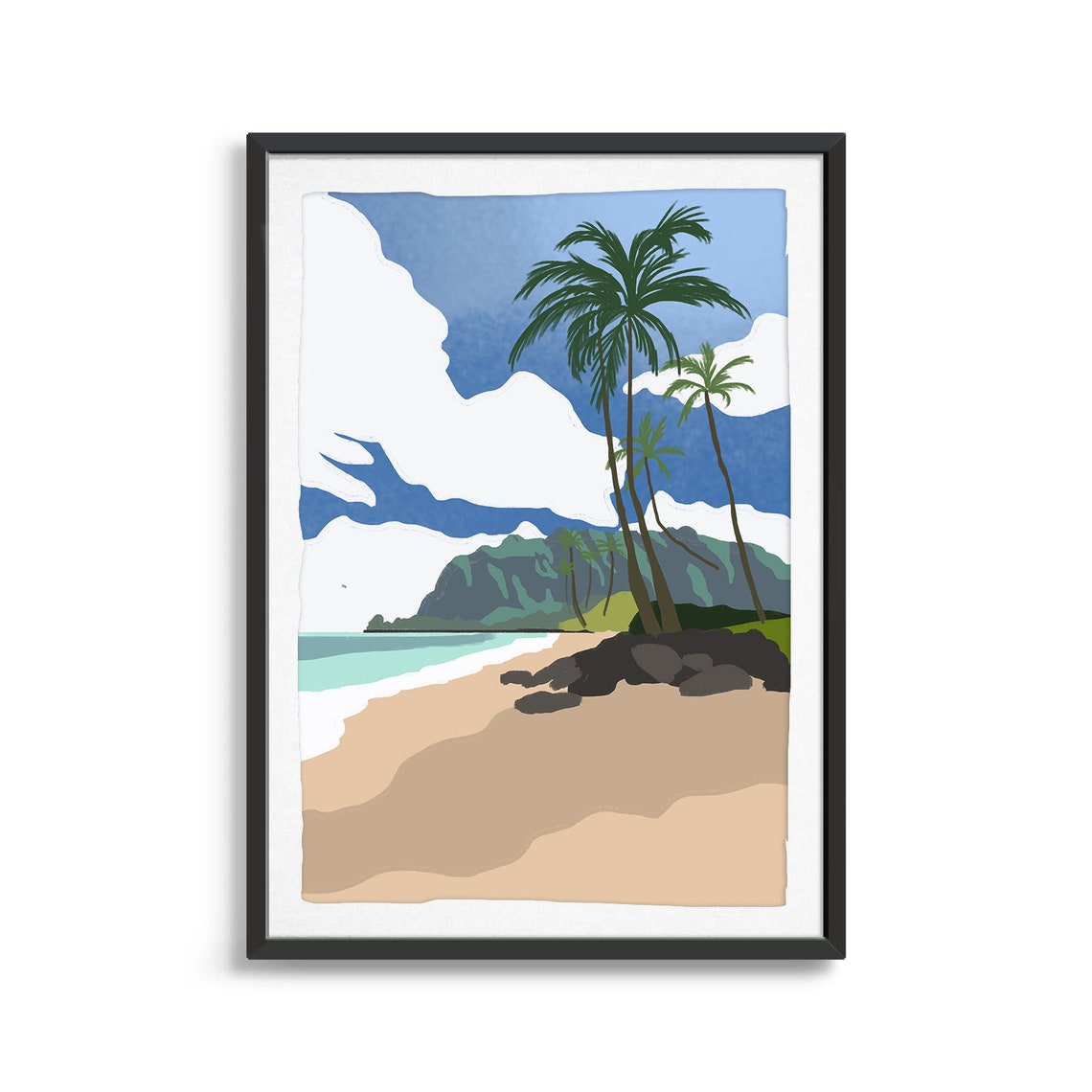 Tropical Beach Palm Trees Ocean Waves Coastal Scenery Art Poster - Image 2
