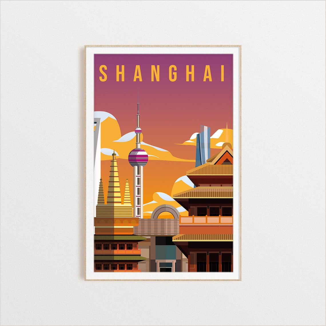 Shanghai City Poster City Art City Wall Art City Print World Print Country Poster Country Print Country Art Travel Illustration - Image 2