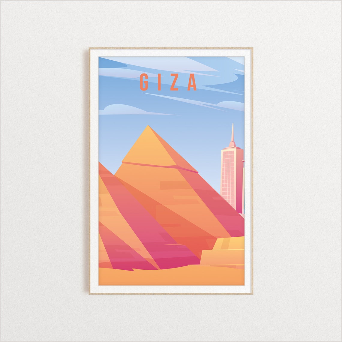 Giza City Poster City Art City Wall Art City Print World Print Country Poster Country Print Country Art Travel Illustration