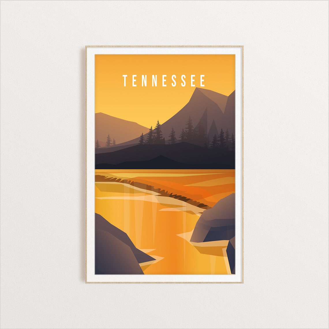 Tennessee Golden Sunset Mountain River Travel Souvenir Poster - Image 2