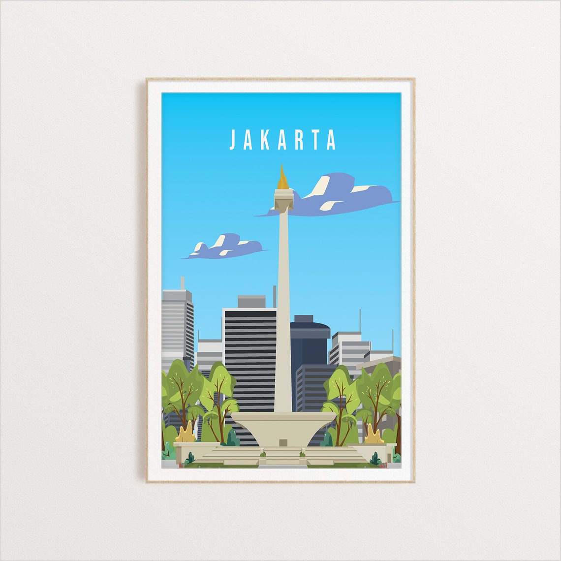 Jakarta City Poster City Art City Wall Art City Print City Poster City Print Travel Gift Travel Illustration