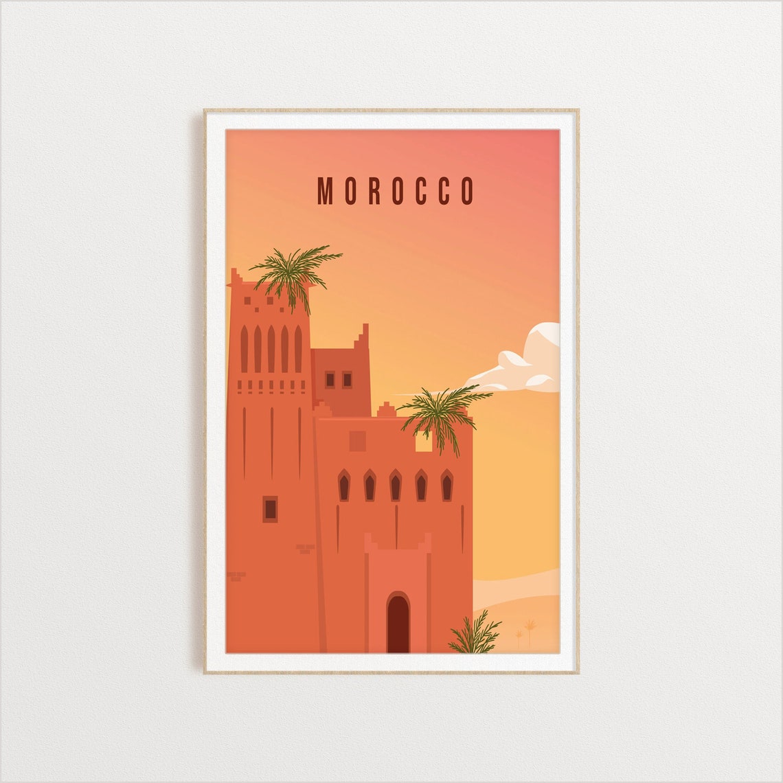 Morocco Kasbah Desert Architecture Sunset Vintage Travel Art Poster - Image 2