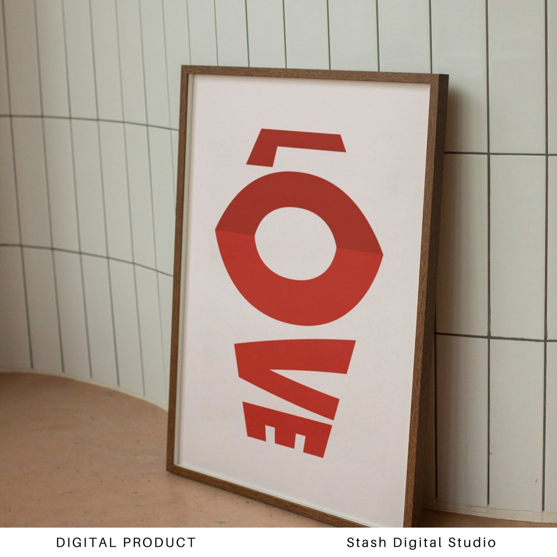 Love Red Vertical Stacked Lettering Minimal Typography Poster - Image 4