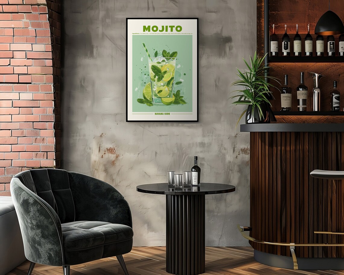 Mojito Cocktail Retro Exhibition Poster, Bar Decor - Image 2
