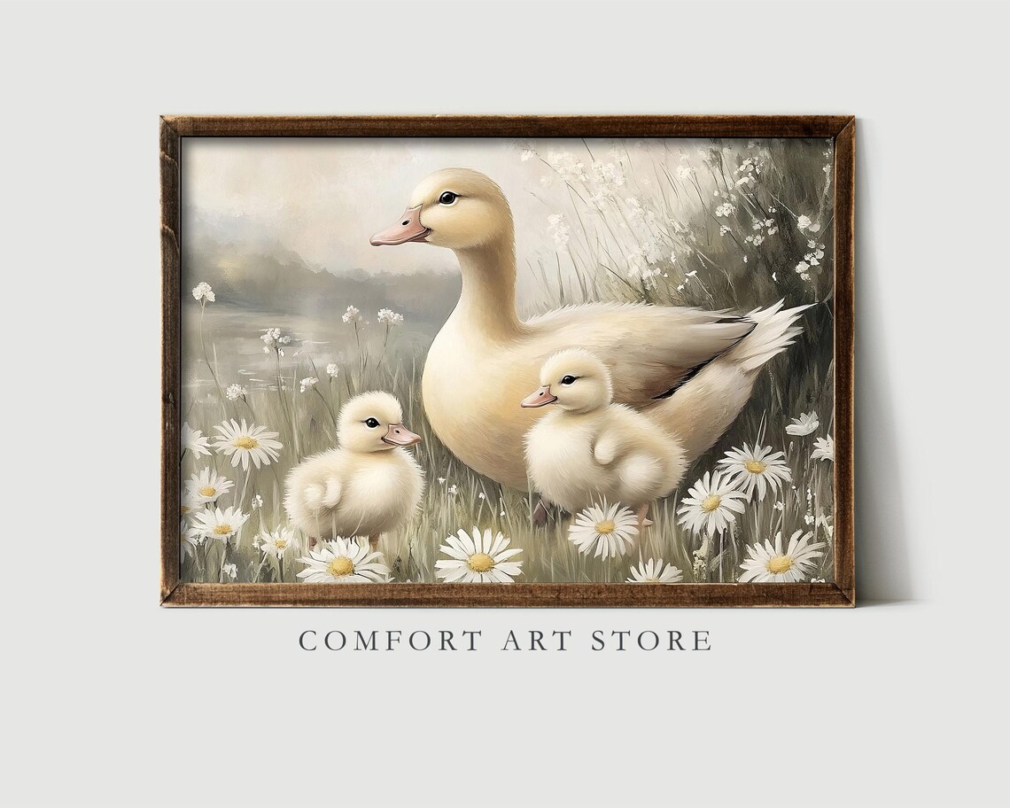 Easter Duck Print, Cute Spring Nursery Decor