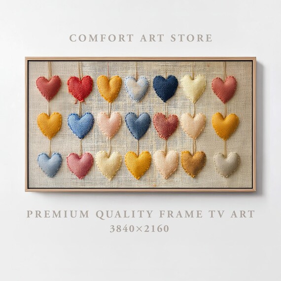 Valentines Day Frame Tv Art Frame Tv Embroidery Heart Frame Tv Vintage Valentines Stitched 3d Heart Rustic Moody Romantic Home Dcor
