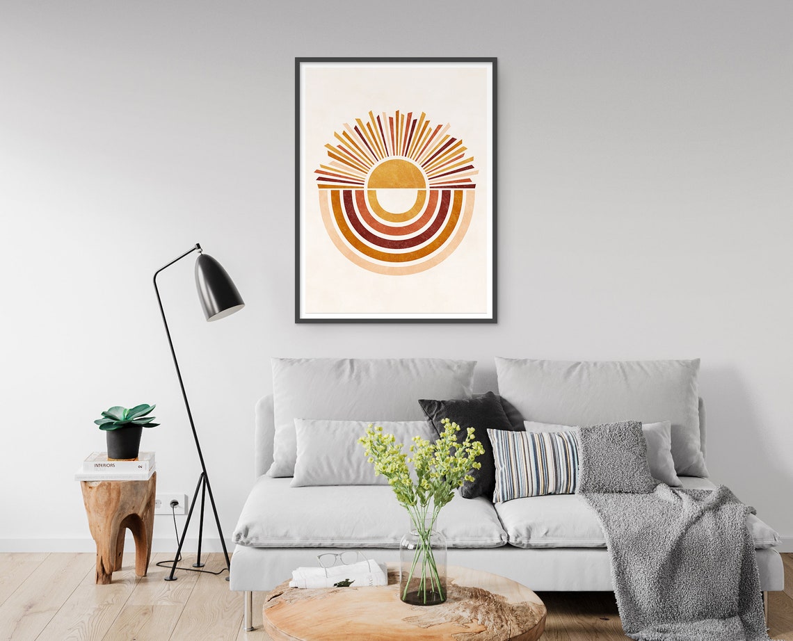 Boho Sun Rainbow Print Boho Wall Art Boho Rainbow Mid Century Modern Sunburst Print Minimalist Sunshine Terracotta Print - Image 5