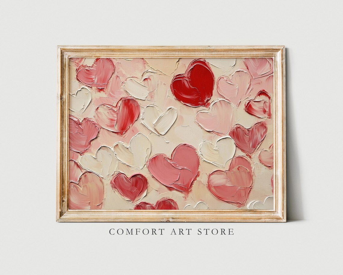 Valentines Day Heart Art Print, Antique Vintage Style