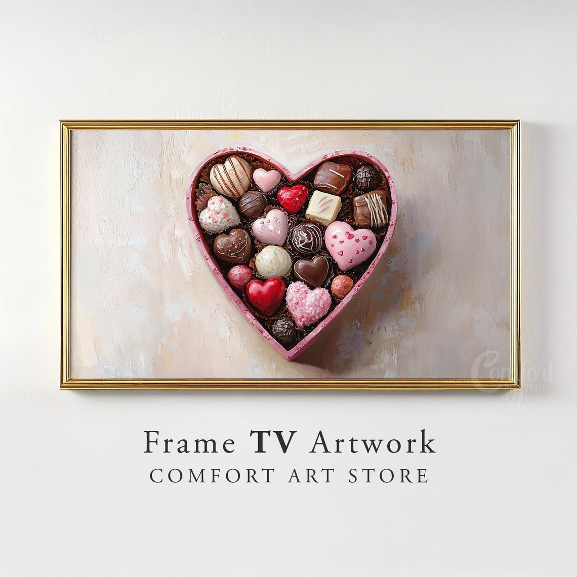 Heart Shaped Box Chocolates Painting Valentines Day Decor Poster - Image 2