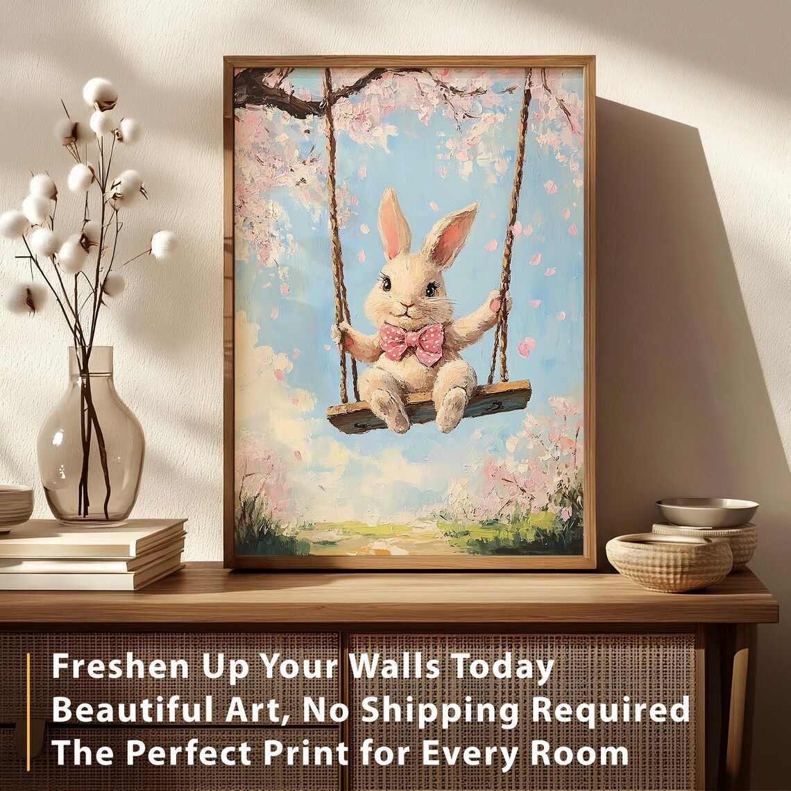 Easter Bunny Print, Vintage Spring Nursery Decor - Image 2