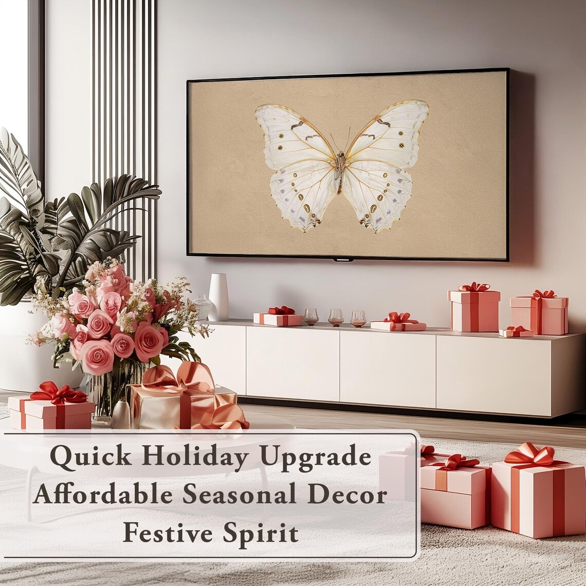 White Butterfly Specimen Vintage Entomology Frame TV Art Nature Poster - Image 5