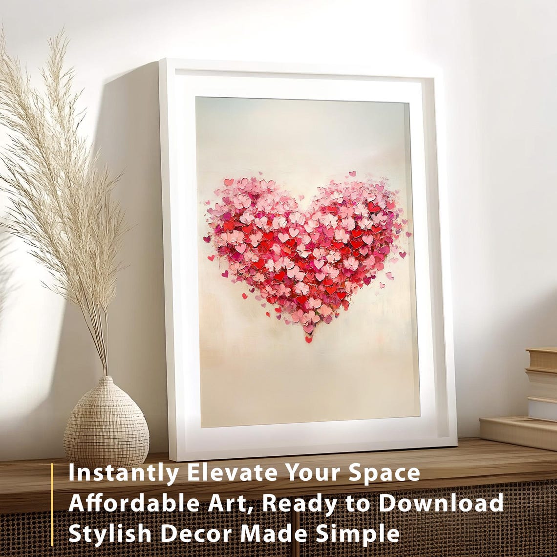 Heart Of Tiny Red Pink Hearts Floating Romantic Valentine Wall Poster - Image 3