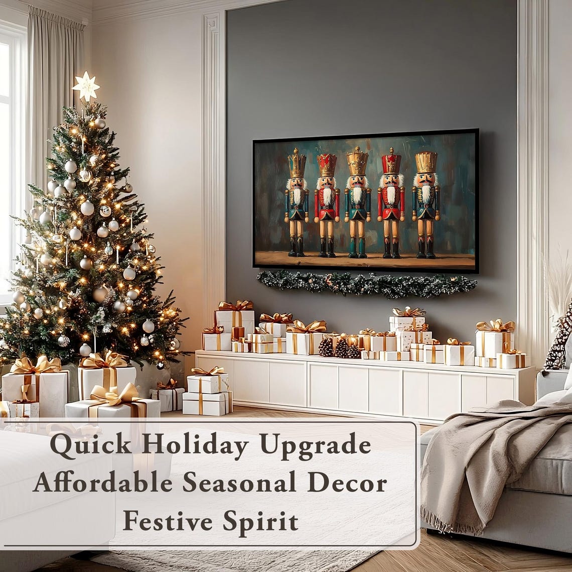 Five Wooden Nutcracker Soldiers in Red Blue and Gold Uniforms Poster - Image 5