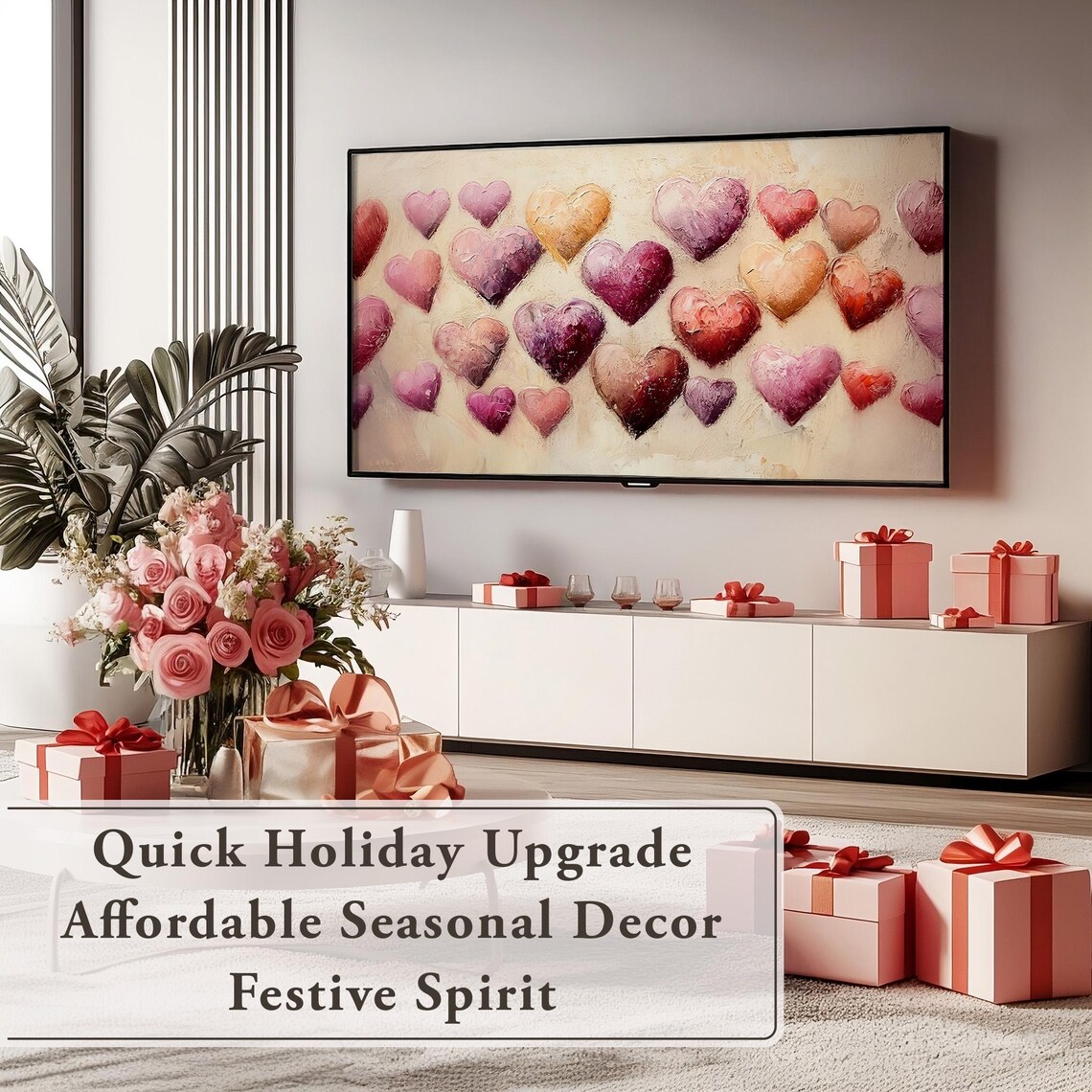 Ombre Jewel Tone Hearts Oil Painting Valentines Day Decor Poster - Image 5