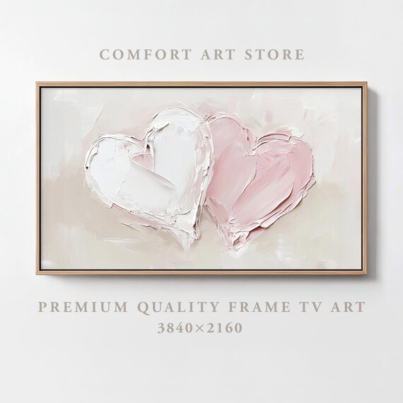 Valentines Day Frame Tv Art Frame Tv Pink Heart Frame Tv Vintage Valentine Painting Moody Romantic Gift Rustic Holiday Home Dcor Tv