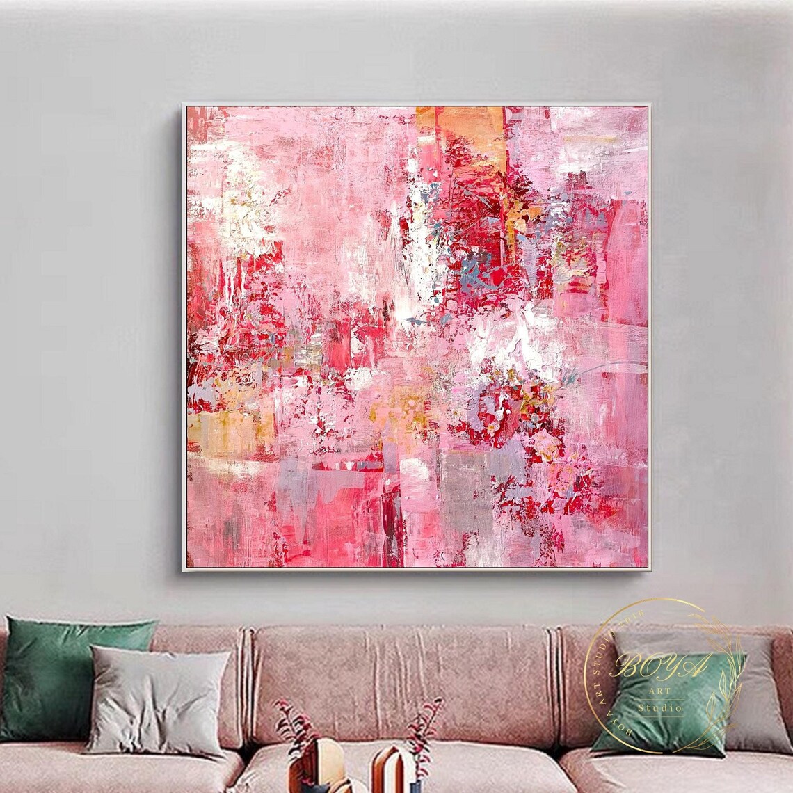 Pink Abstract Textured Art Print, Modern Wall Decor - Image 4