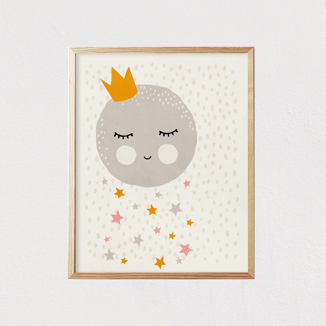 Moon Eyelashes Mid-Century Modern Nursery Art