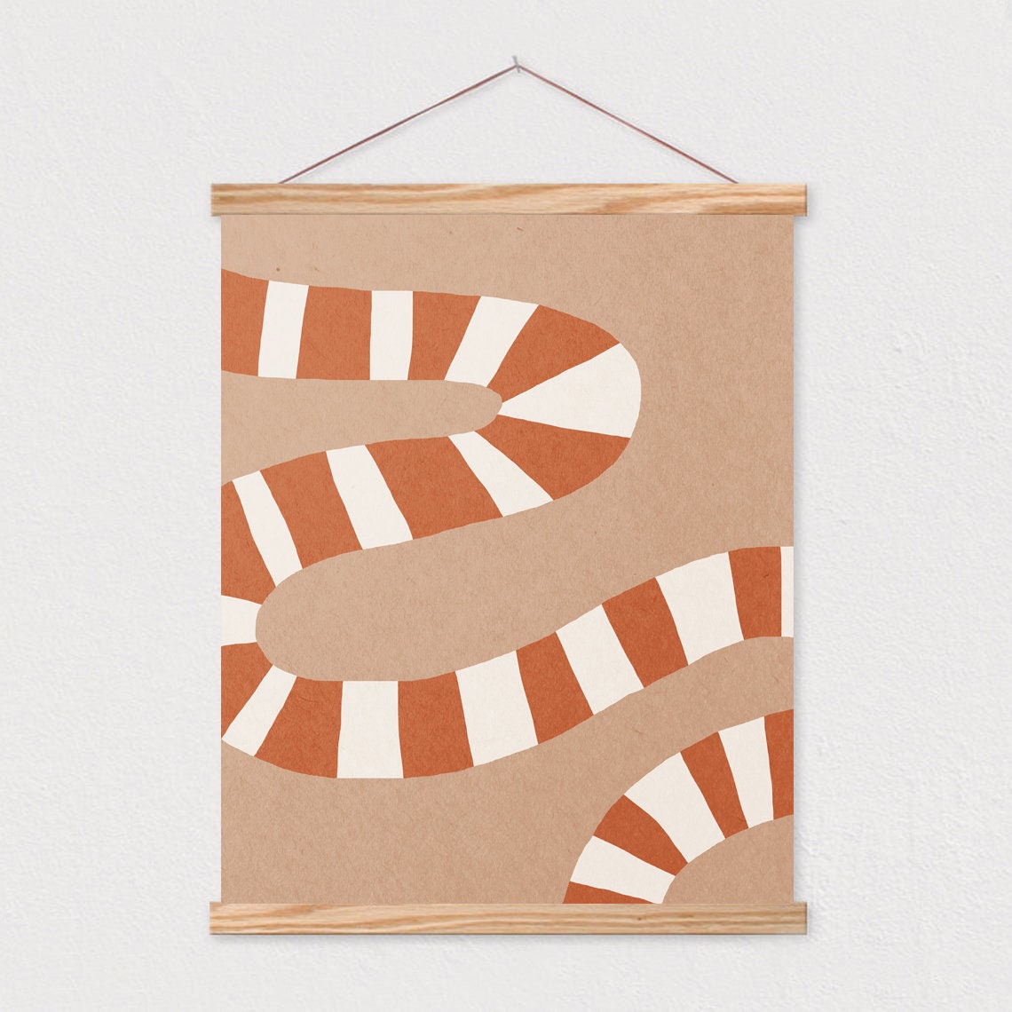 Striped Terracotta Snake Neutral Boho Kids Animal Decor Poster - Image 2