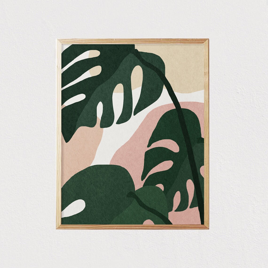 Monstera Leaves Tropical Plant Abstract Art Print