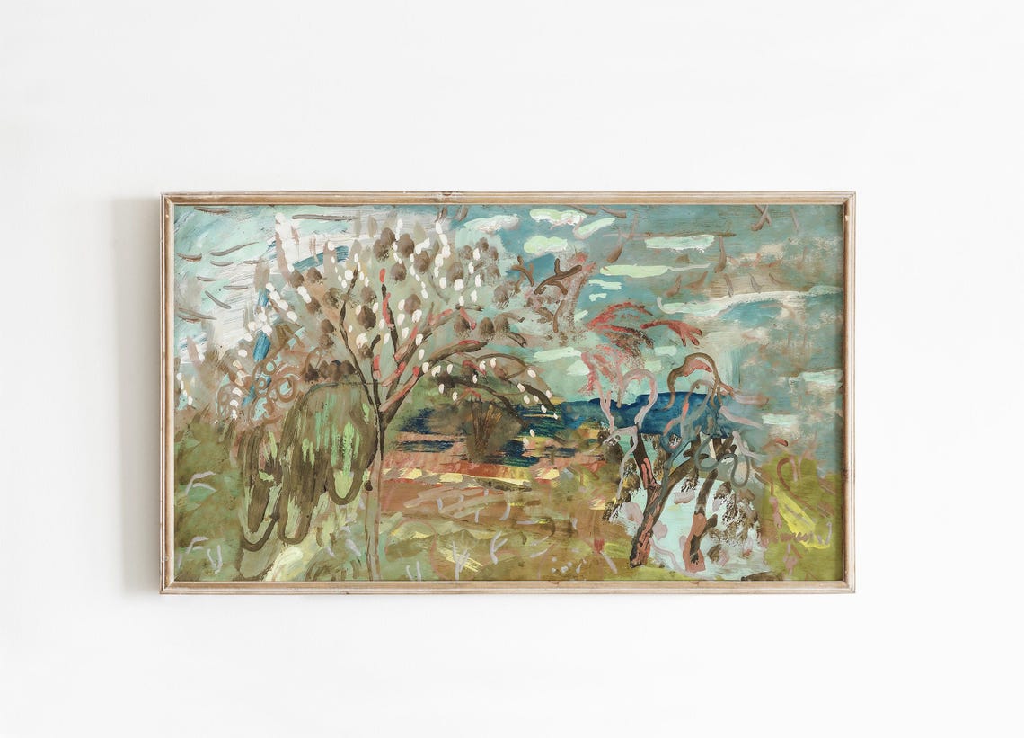 Impressionist Flowering Trees Colorful Garden Painting Poster