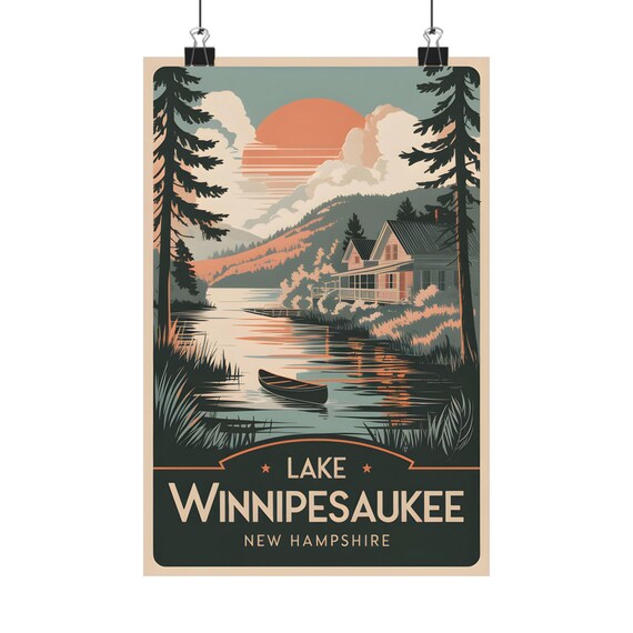 Lake Winnipesaukee Vintage Style Travel Poster