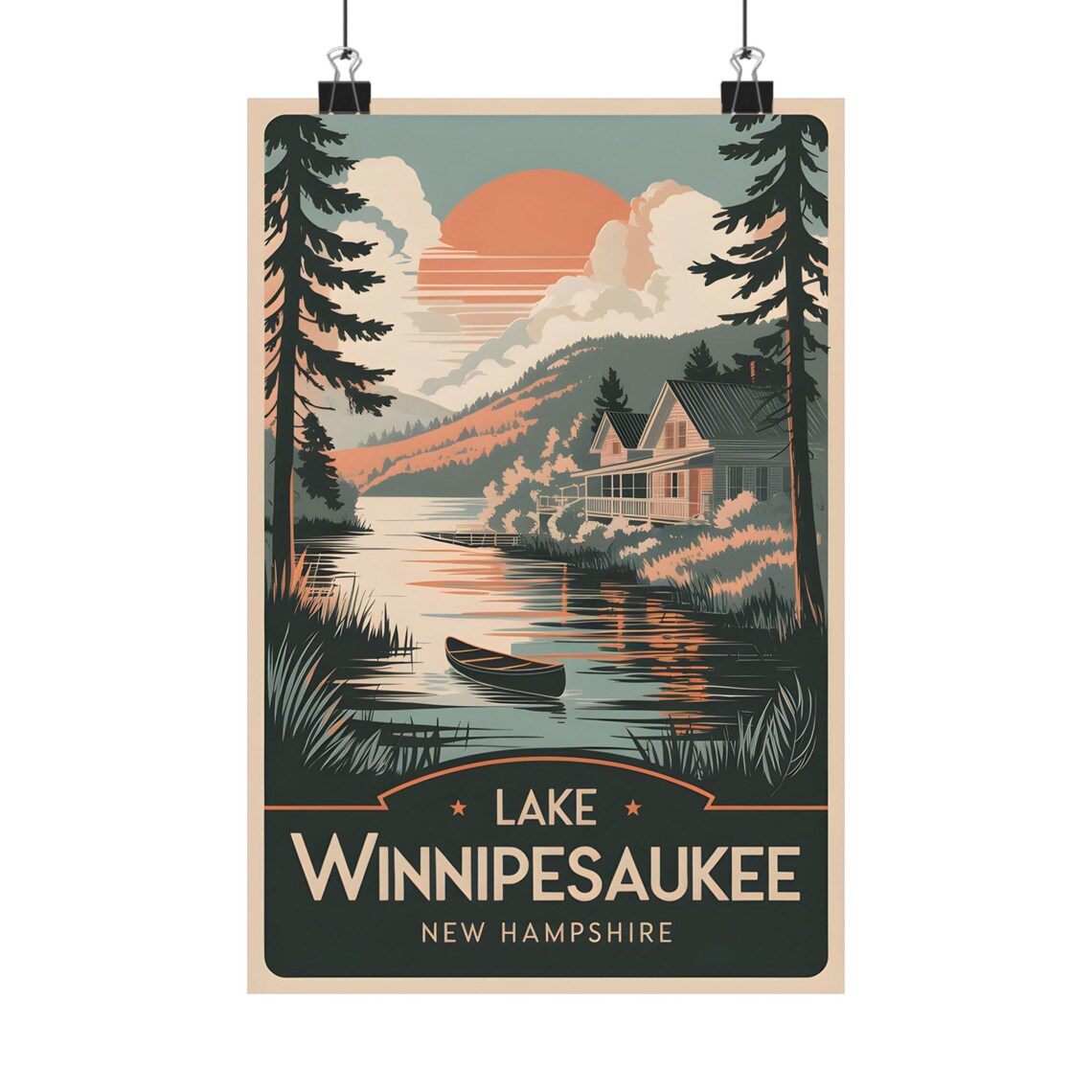 Lake Winnipesaukee Vintage Style Travel Poster