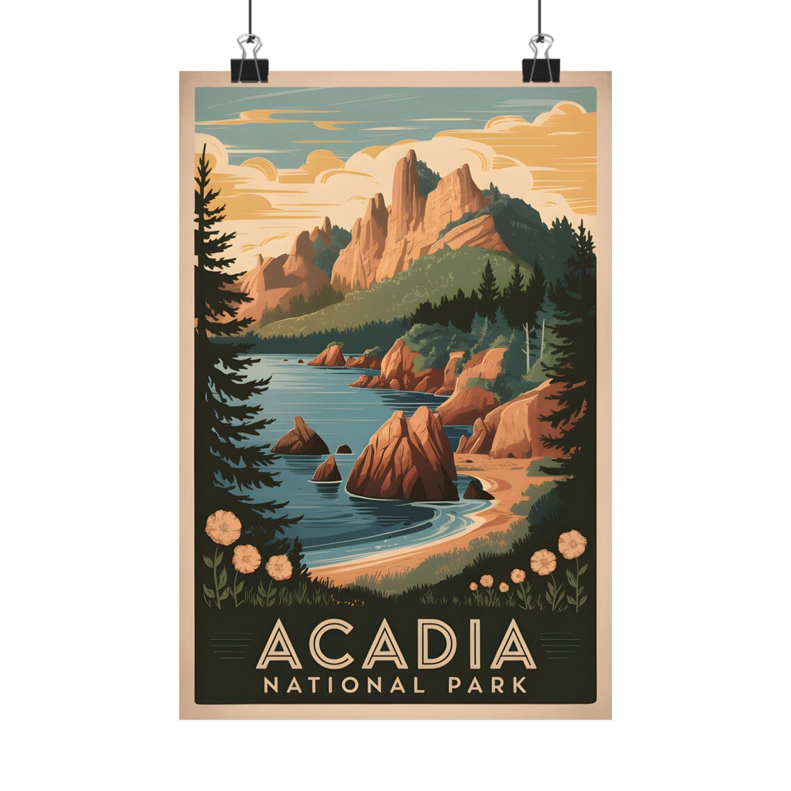 Acadia National Park Vintage Travel Poster