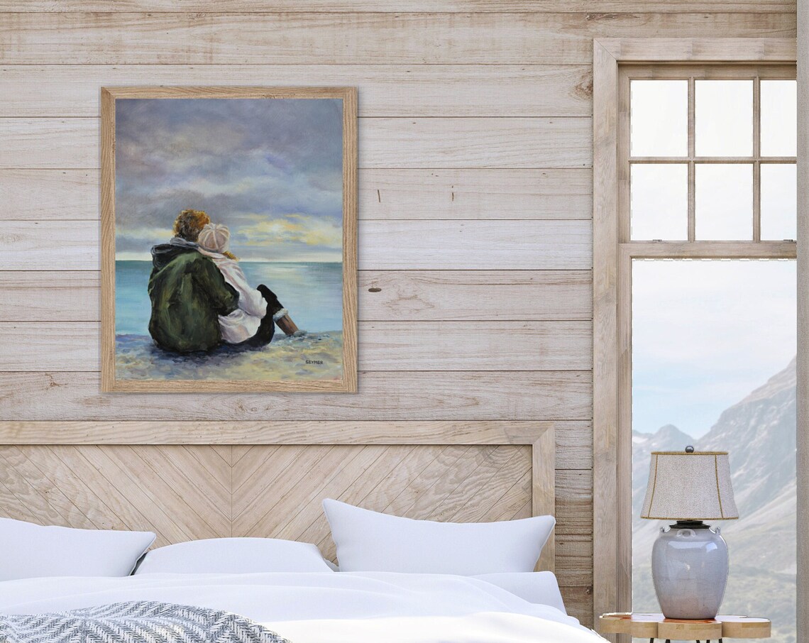 Love Painting Art Print, Romantic Beach Scene - Image 4