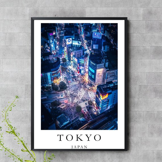 Tokyo Nightlife Poster Shibuya Crossing Cityscape Art