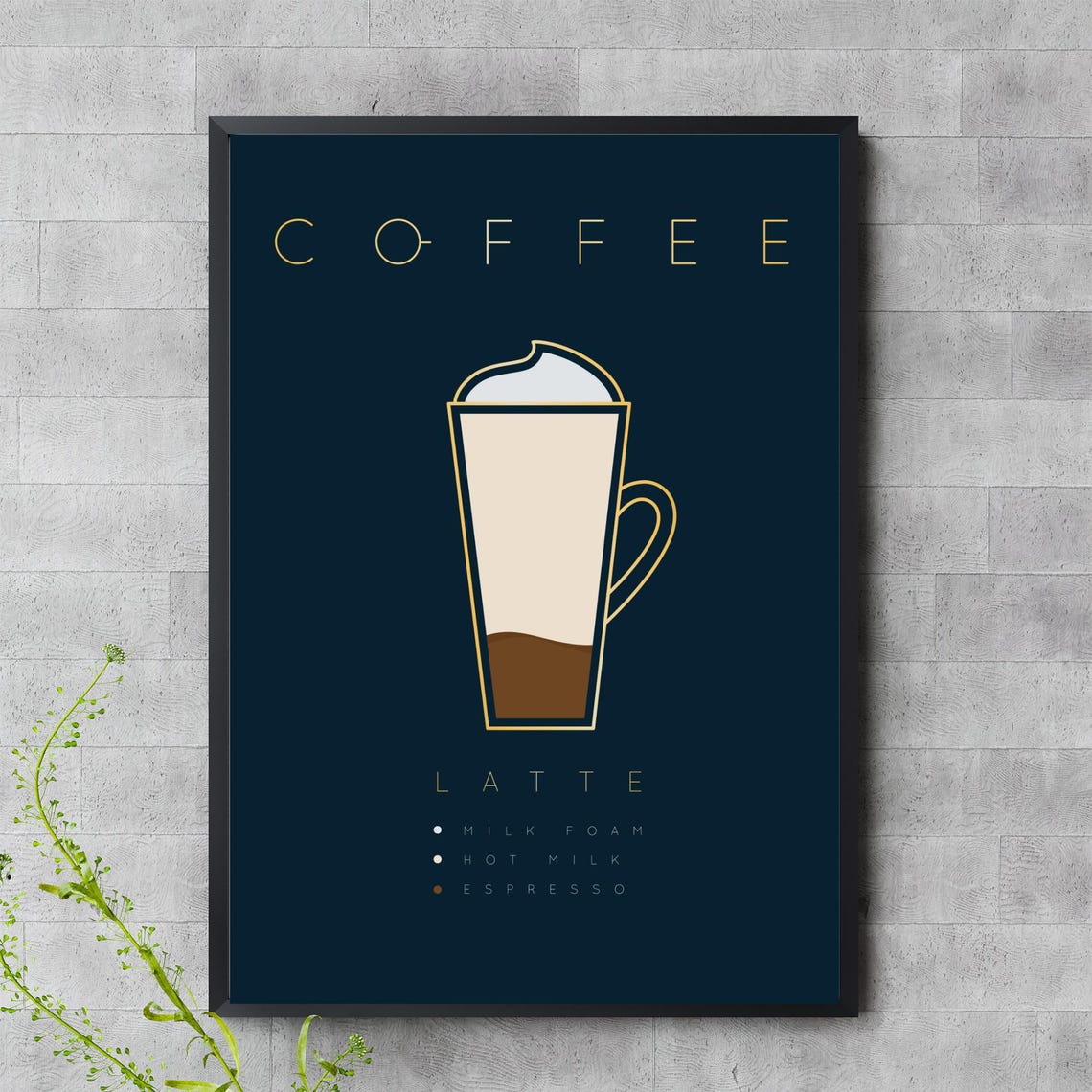 Minimalist Latte Coffee Wall Art Modern Shop Decor Poster