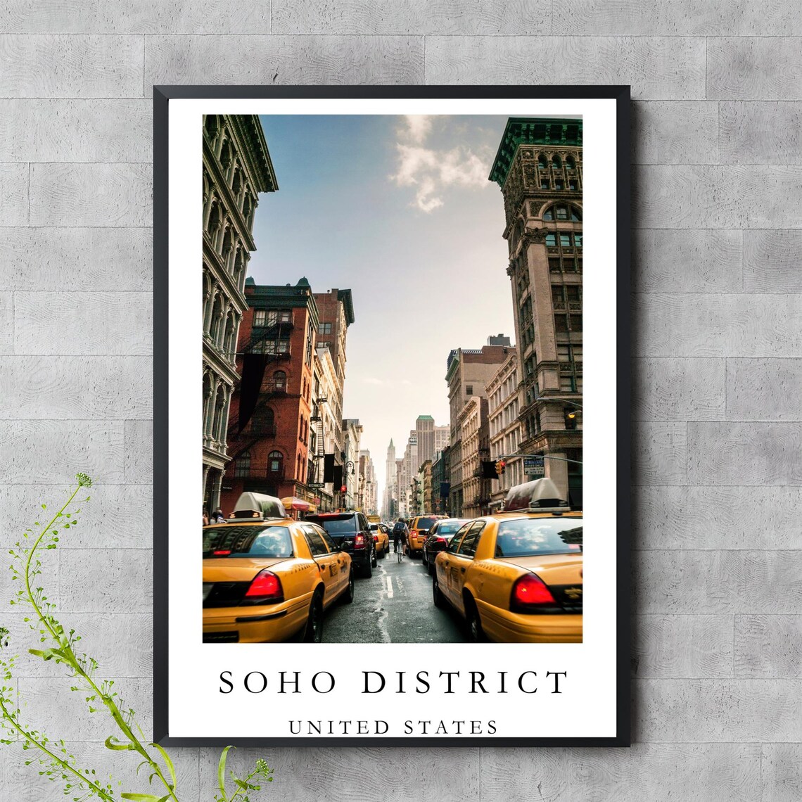 Soho District New York City Yellow Taxi Street Photography Poster