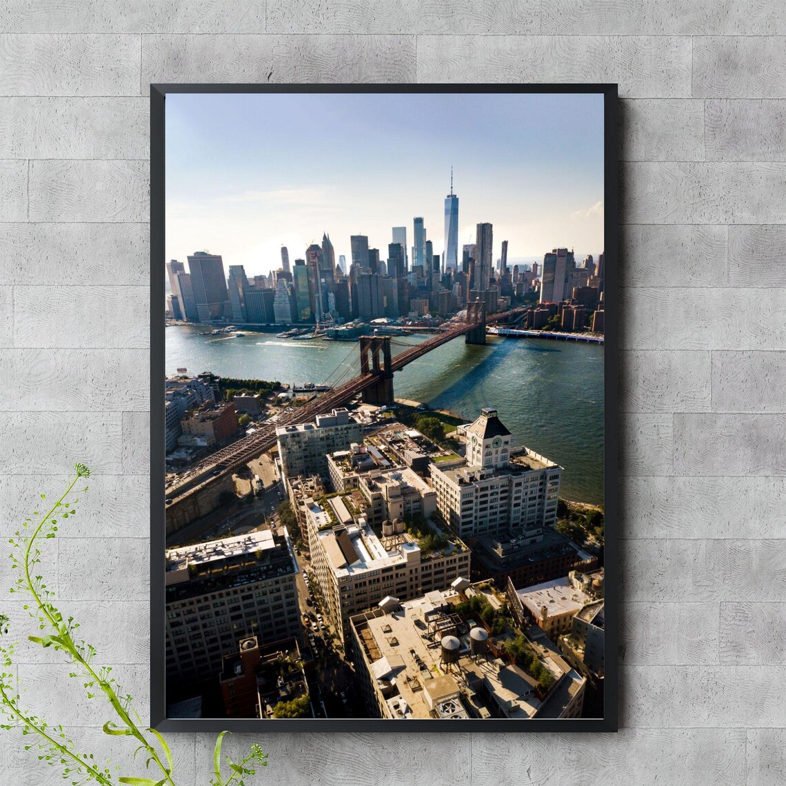 Brooklyn Bridge Aerial View Manhattan Skyline One World Trade Poster
