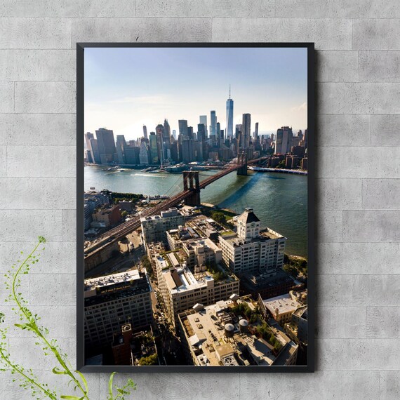 Brooklyn Bridge Manhattan Skyline Wall Art New York City Print One World Trade Center Poster