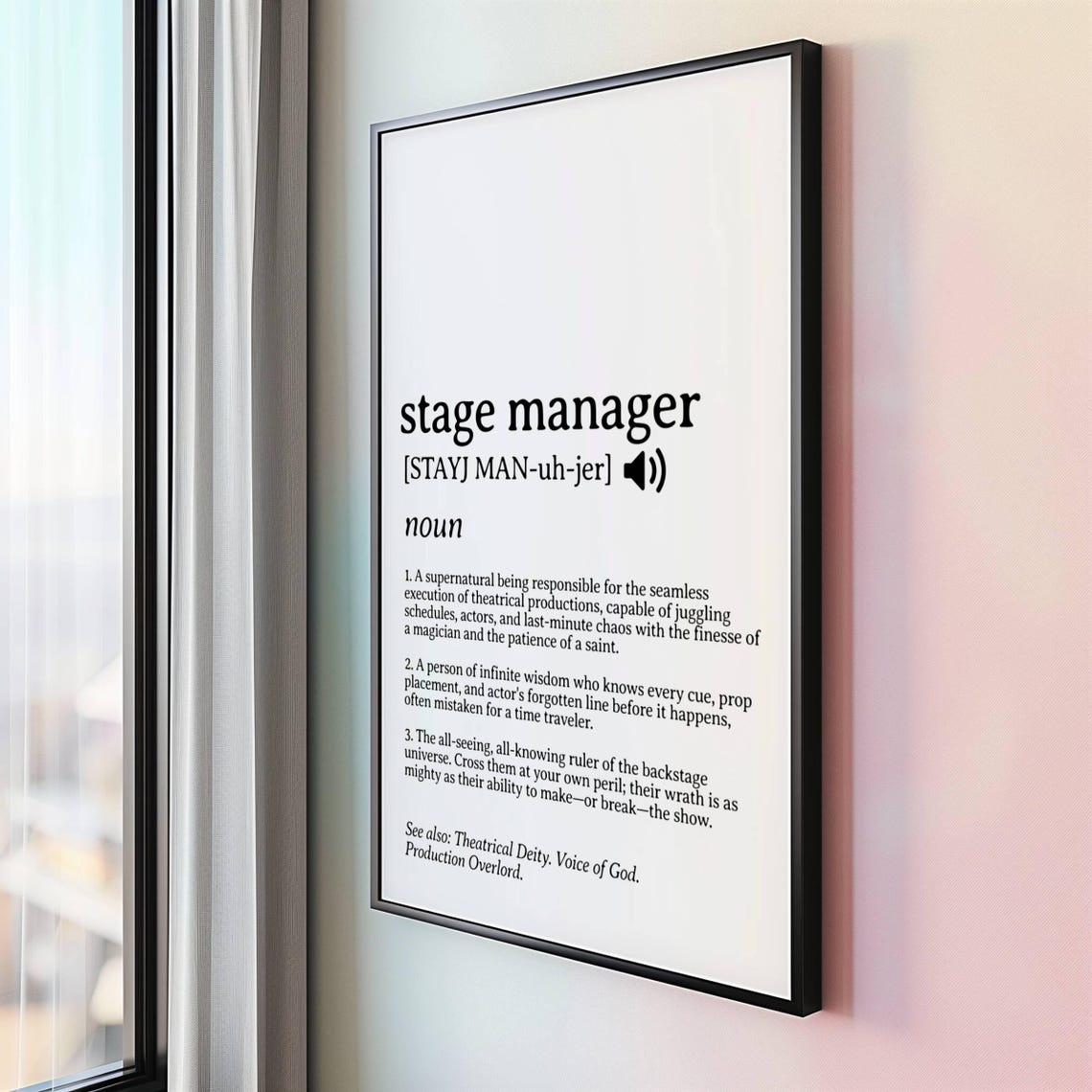 Funny Stage Manager Definition Poster Wall Art Drama Classroom Print Gift For Crew Broadway Theatre Backstage Decor - Image 2