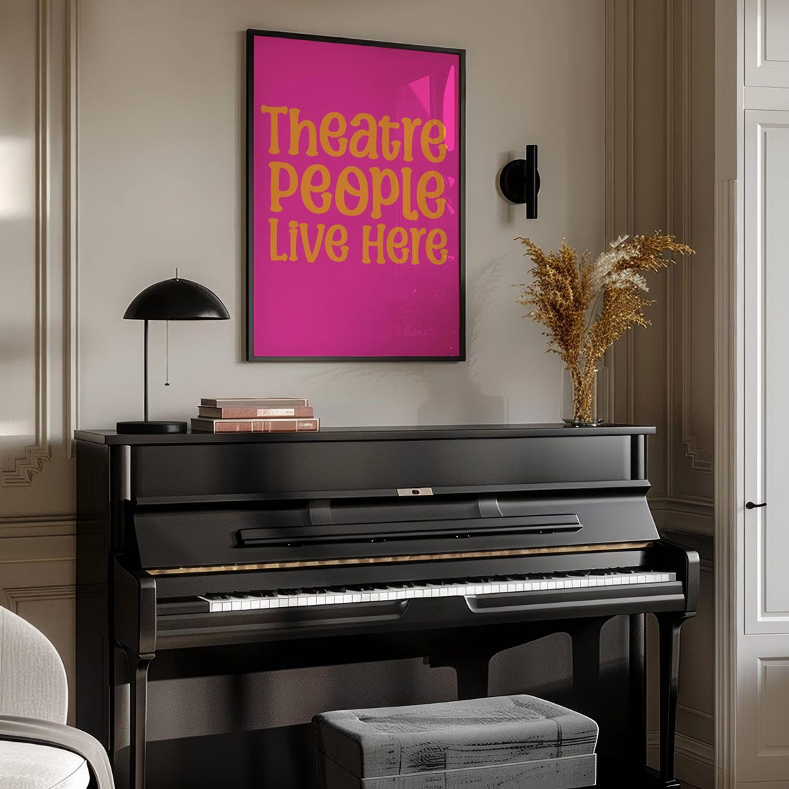 Theatre People Live Here Hot Pink Orange Retro Typography Poster - Image 3