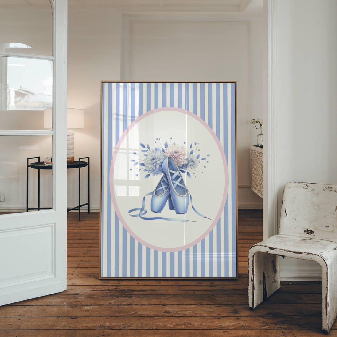 Blue Pointe Shoes With Flowers Nursery Ballerina Art Decor Poster - Image 3