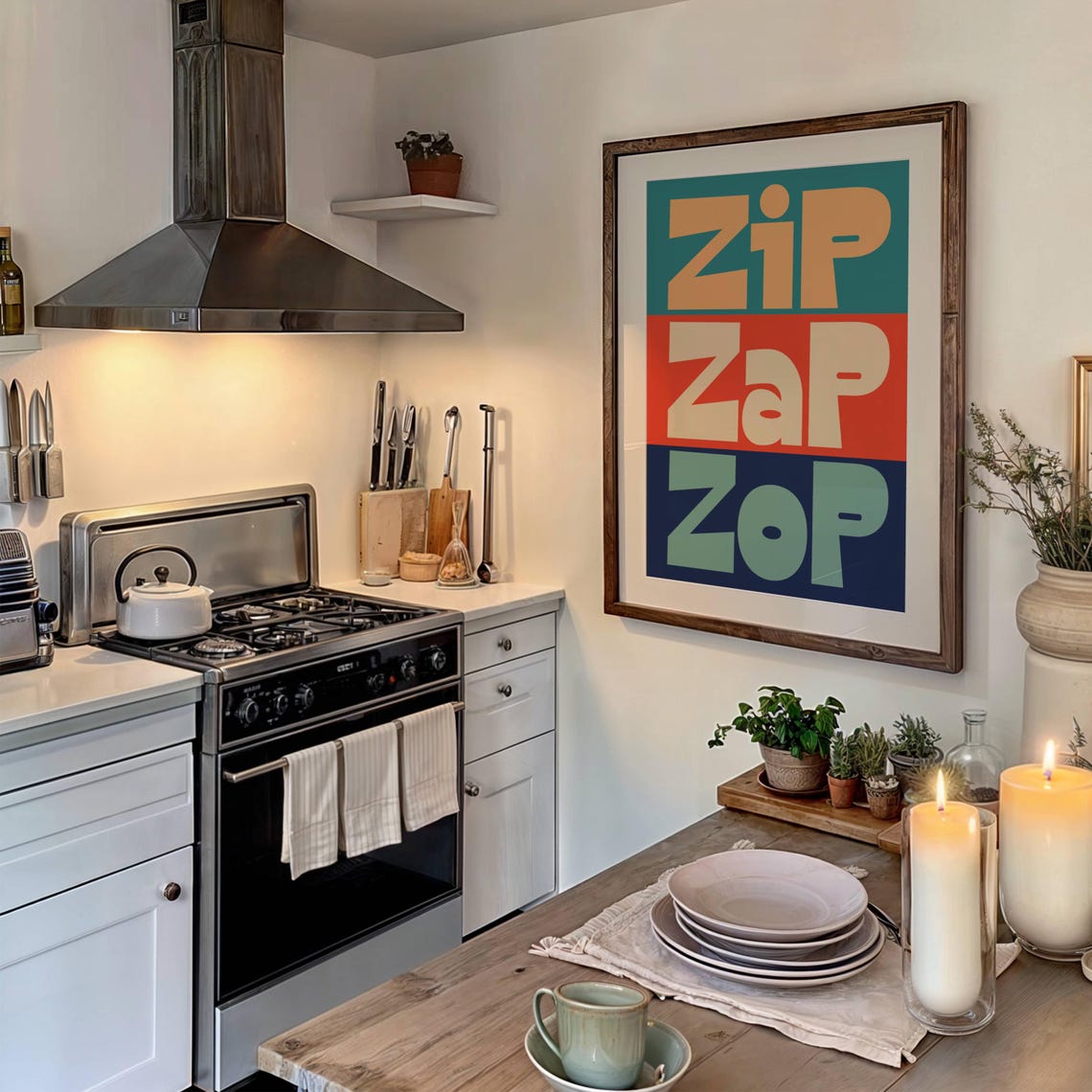Zip Zap Zop Retro Color Block Bold Typography Improv Game Wall Art - Image 2