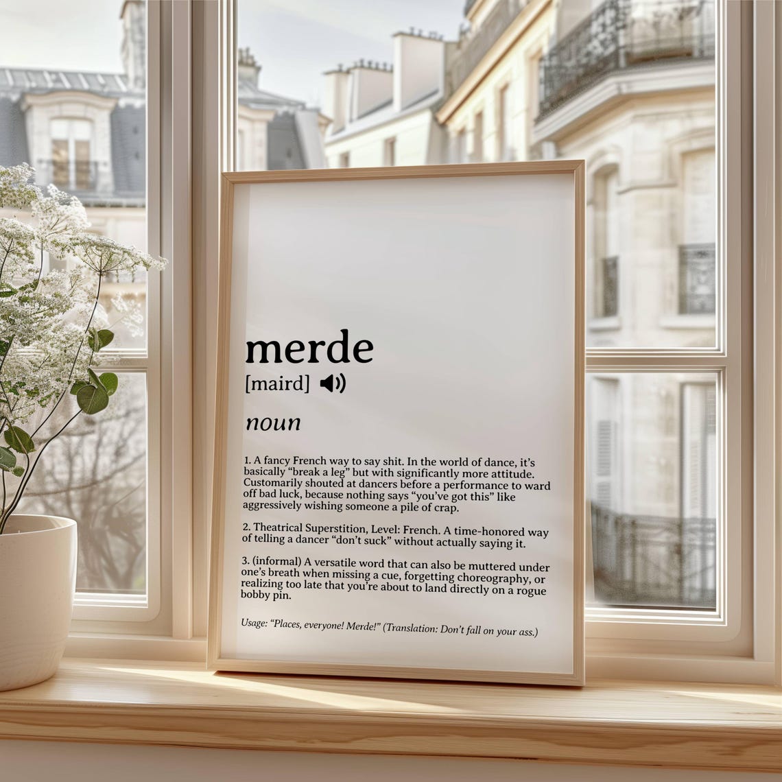 Merde French Dance Slang Dictionary Definition Theatre Poster - Image 4