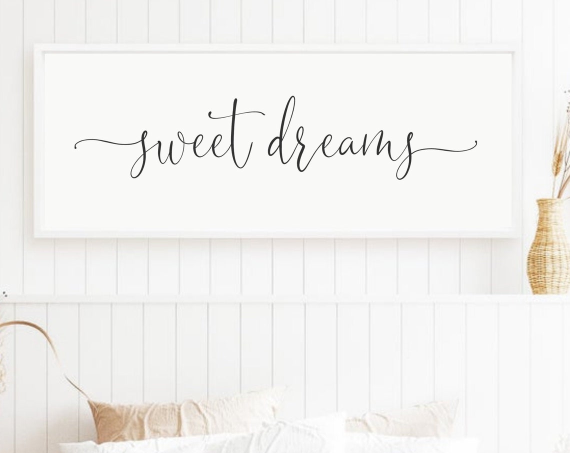 Sweet Dreams Elegant Script Bedroom Wall Decor Typography Poster