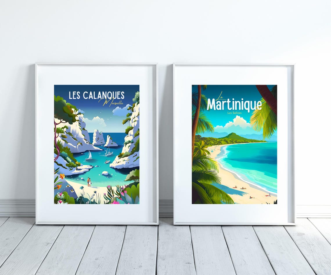 Les Calanques Marseille Turquoise Cove Sailboats Riviera Poster - Image 3