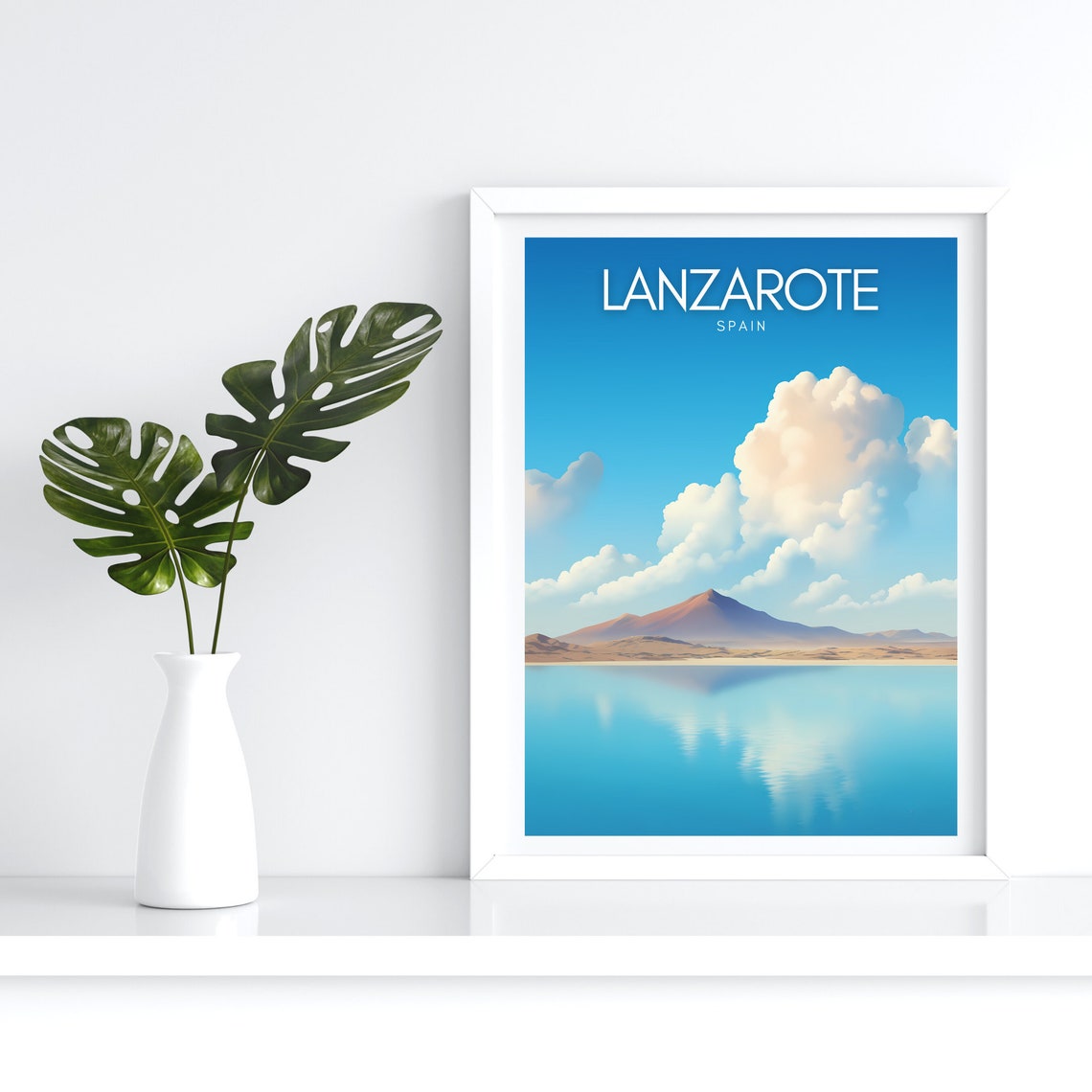 Lanzarote Spain Volcanic Peak Turquoise Sea Minimalist Poster - Image 5