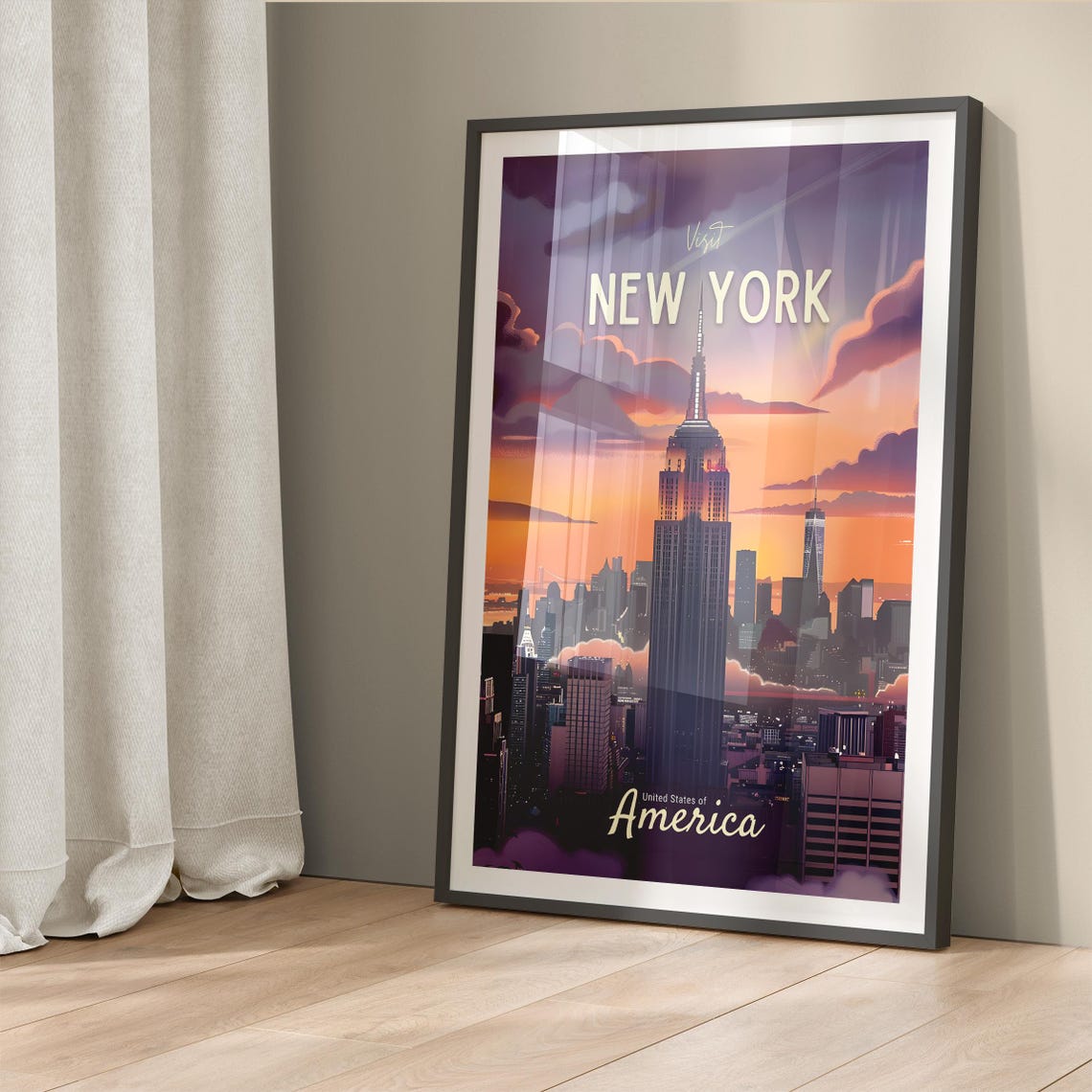 New York City Sunset Skyline with Empire State Building Travel Poster - Image 5