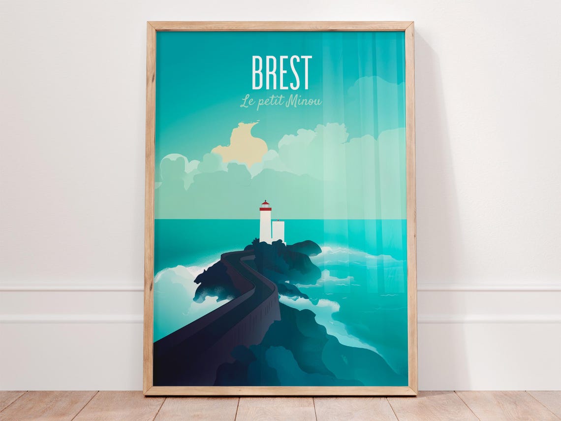 Brest Le Petit Minou Lighthouse Brittany Rocky Coastline Poster