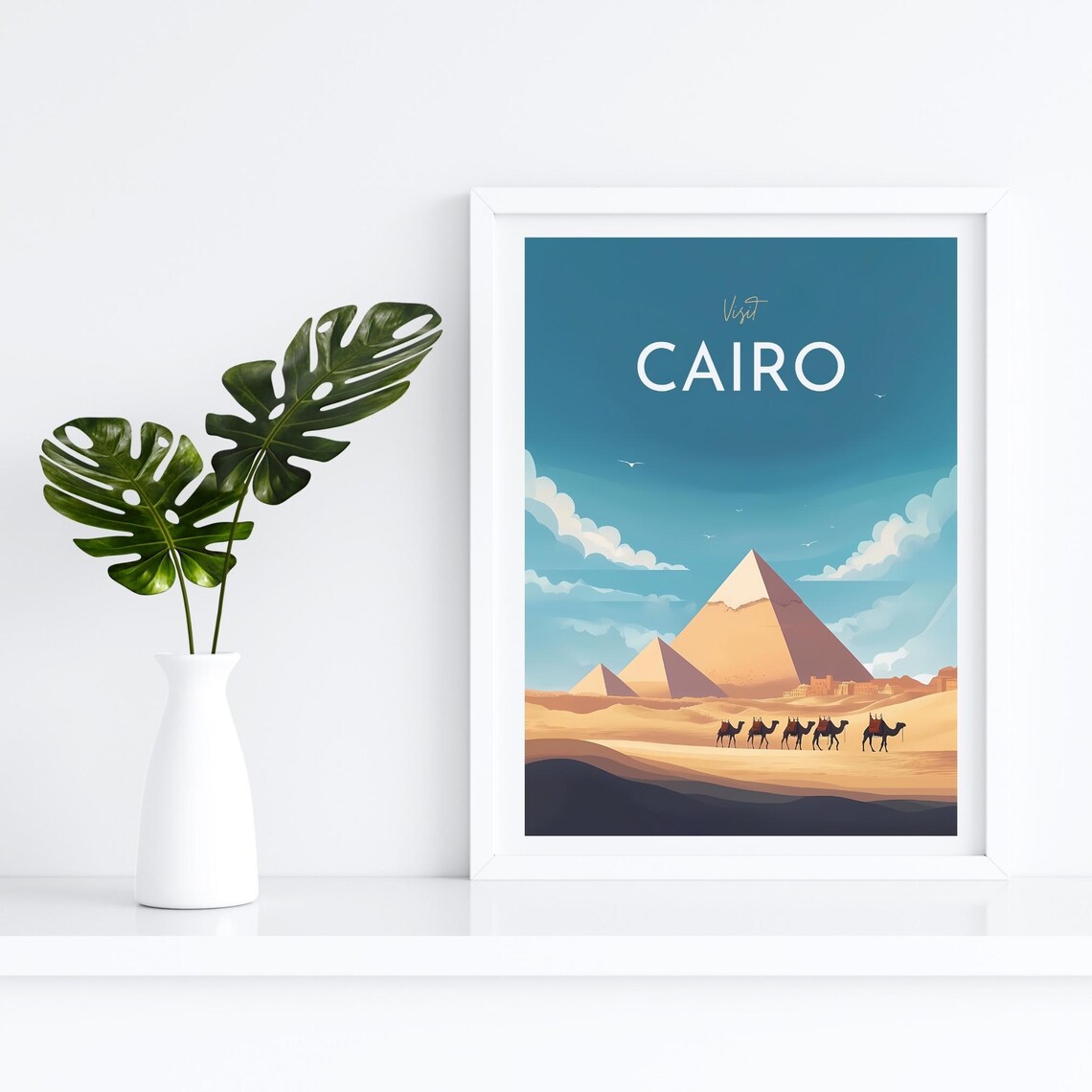 Visit Cairo Egypt Great Pyramids Of Giza Camels Travel Poster - Image 4