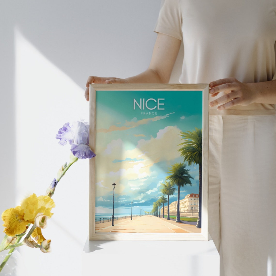 Nice Print France Wall Art Cityscape Art Print French Riviera Travel Poster Mediterranean Decor Gift Idea Vintage City Illustration - Image 3