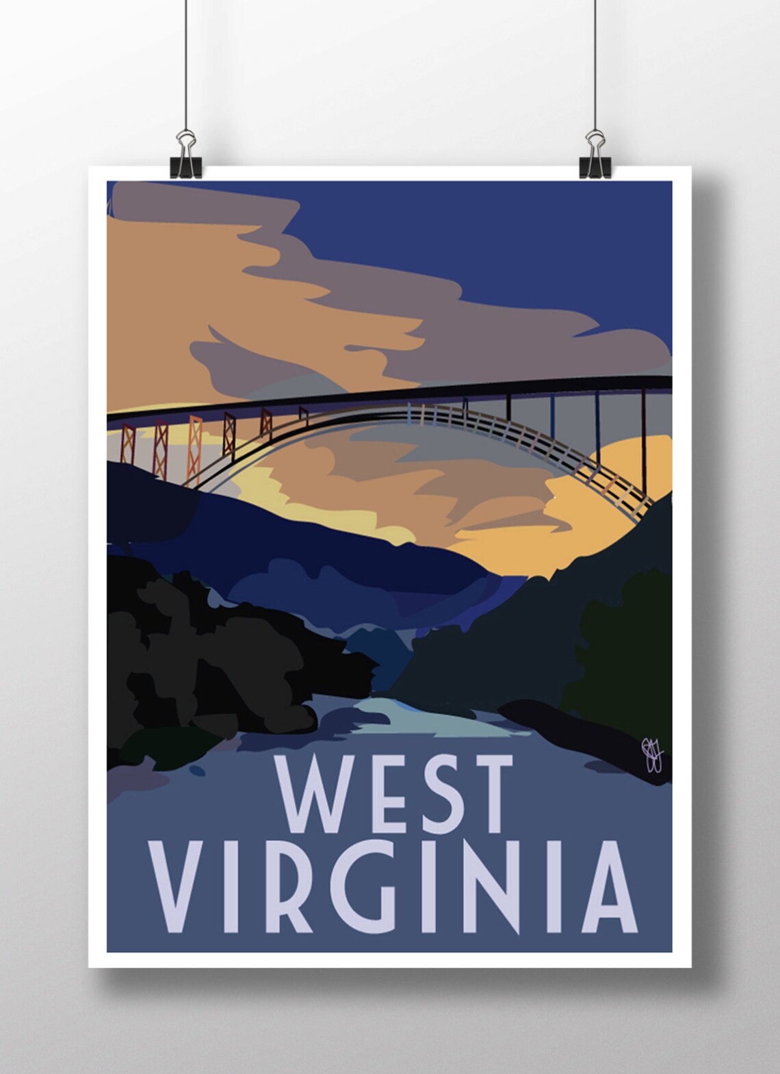 West Virginia Travel Poster, State Place Print