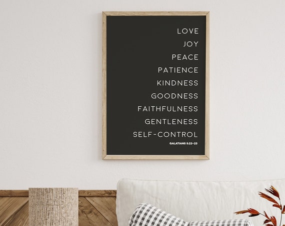 Love Joy Peace Bible Verse Sign, Christian Wall Art